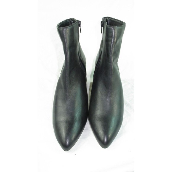 Enzo Angiolini Ankle Boots Black Leather Zip Chunky Heel Women\'s Size 8.5
